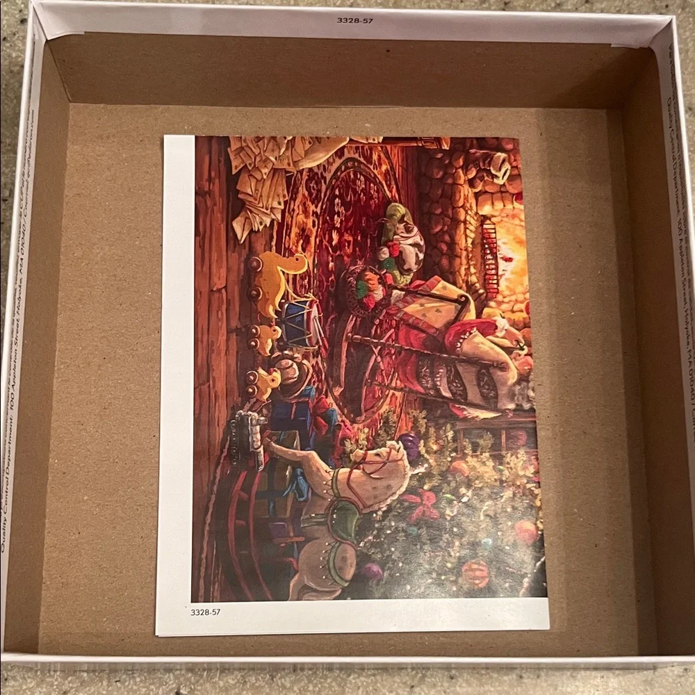 Thomas Kinkade Santa Checking His List Christmas Puzzle - Red and Gold